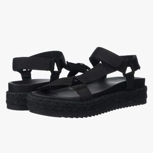 Women’s Madden Girl Cambridge Espadrille Black Platform Sandals Velcro Size 8